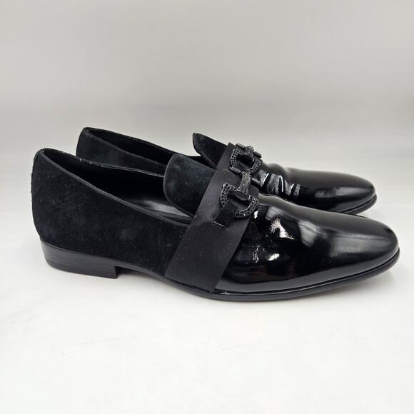 Aldo Black Patent Suede Leather Horse Bit Loafer US Men display picture 2